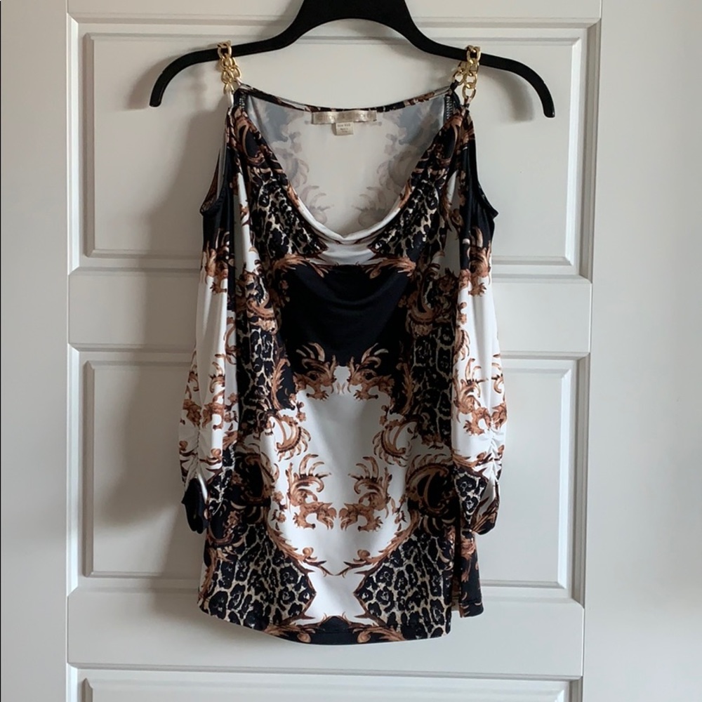 Boston Proper chain cold shoulder blouse